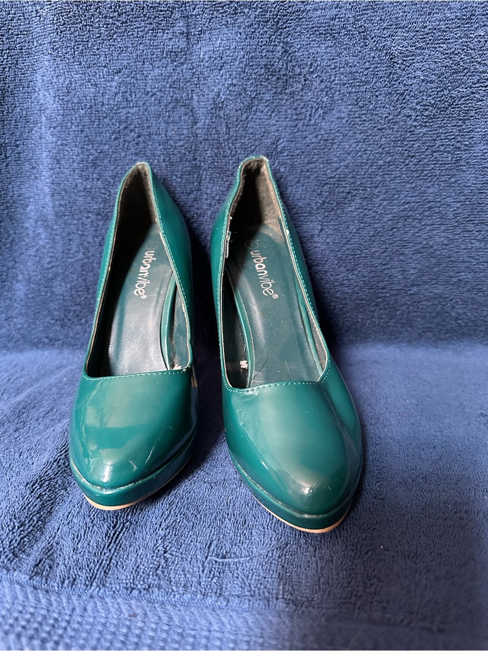 Teal Patent Leather Urban Vibe spike heels